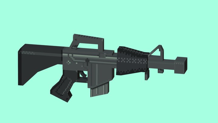 Pixel Machine Gun 3D Model