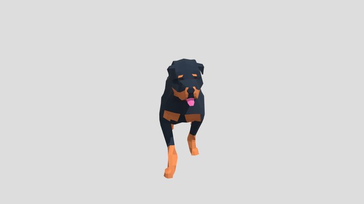 Low-Poly Rottweiler Dog 3D Model