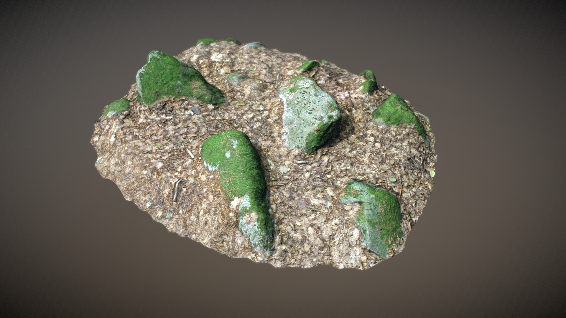 3D model Nature Stone 016 - This is a 3D model of the Nature Stone 016. The 3D model is about a green rock with a few small green plants on it.