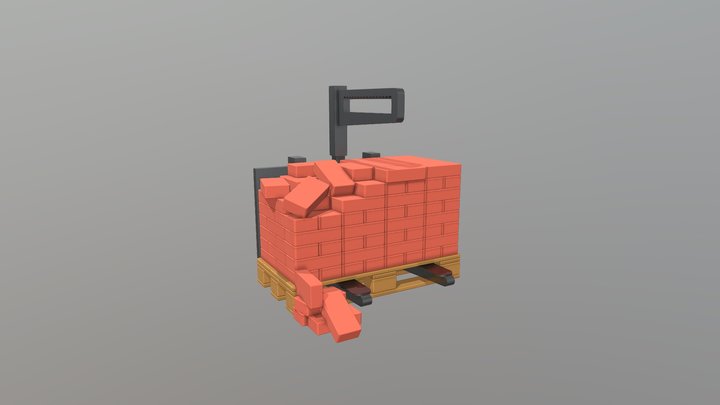 Паллета кирпичей 3D Model