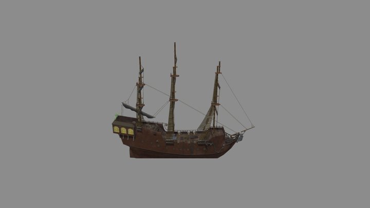 The Black Pearl — Detailed 3D Ship Model 3D Model