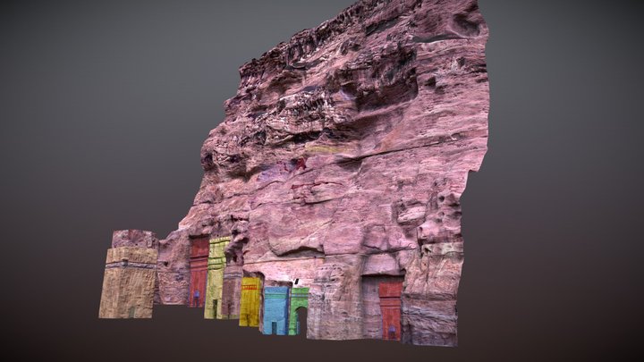 Cliffs and tombs in Petra 3D Model