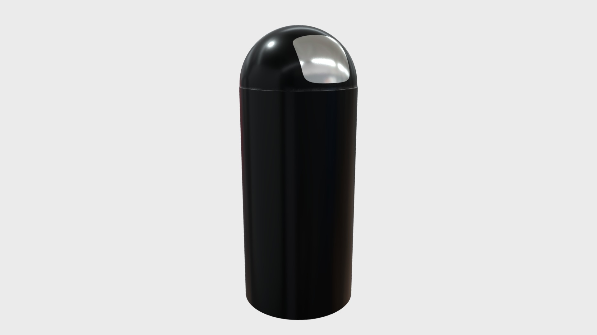 3D model Round top trash bin - This is a 3D model of the Round top trash bin. The 3D model is about a black cylindrical object.