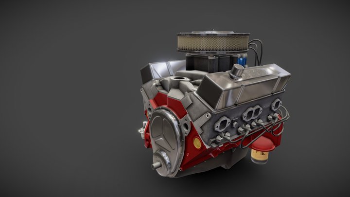 V8 Muscle Car engine 3D Model