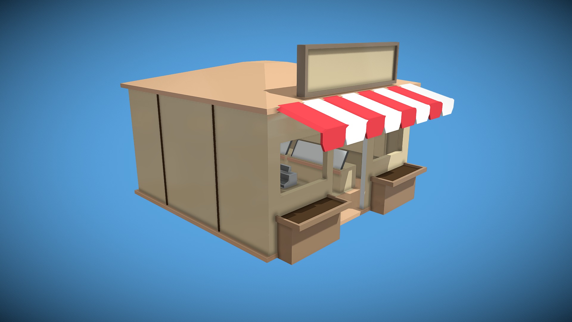 3D model Bakery (Low Poly) - This is a 3D model of the Bakery (Low Poly). The 3D model is about a house with a flag on top.