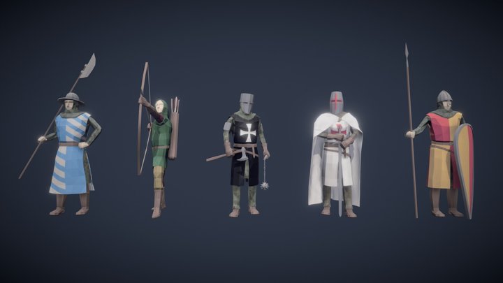 Stylized Medieval Characters 3D Model