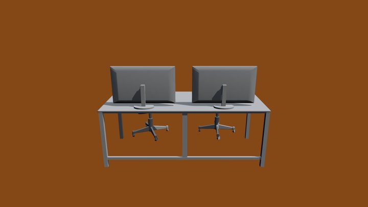 Mesa y ordenadores 3D Model