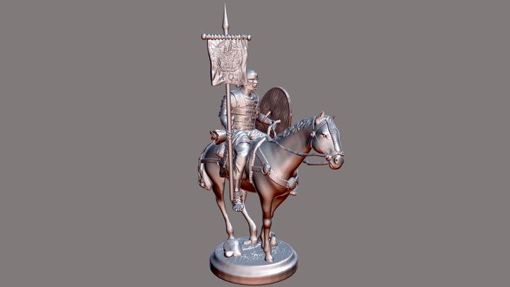 Roman Horseman with Aquila 3D Model