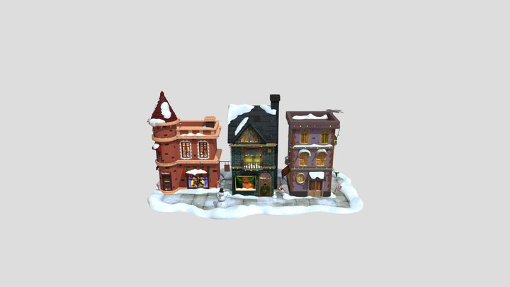 Snowy Village 3D Model