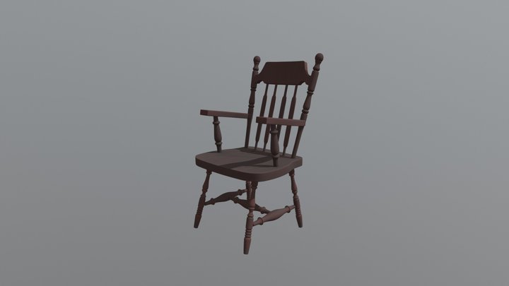 Wooden Kitchen Chair 3D Model