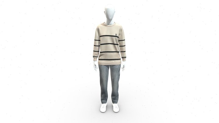 3D model Ladies Jersey Off Shoulder Sweater VR / AR / low-poly