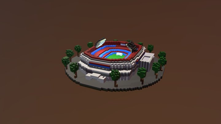 Voxel Stadium Inspired in Barcelona Camp Nou 3D Model