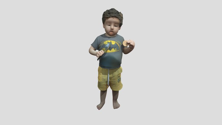 Toddler holding spoon and cookie 3D Model