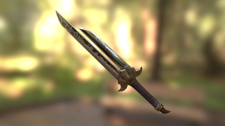Mysterious Twin-Bladed Dagger 3D Model