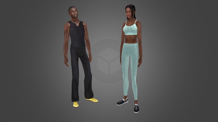 Ps2 style Senegalese Casamance male and female 3D Model