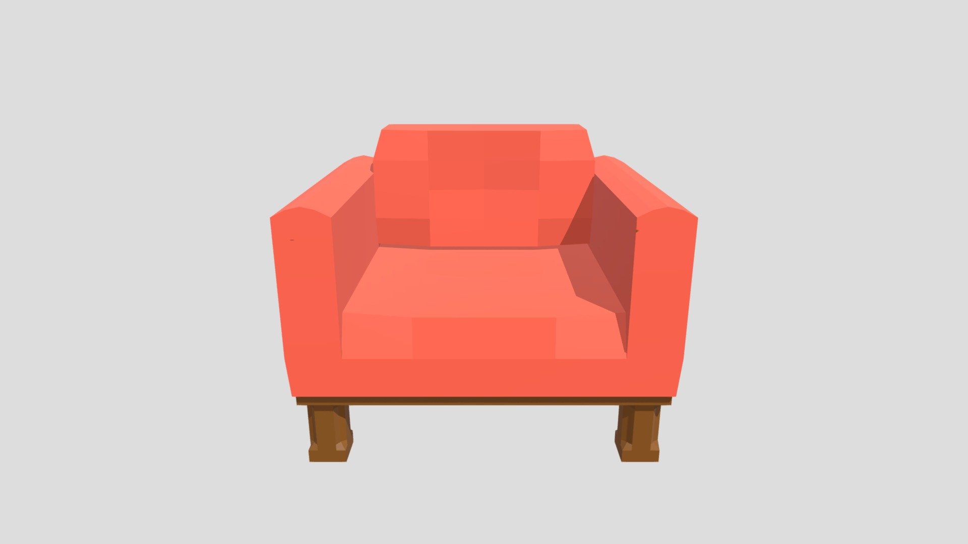 Low Poly, Old-Style Arm Chair