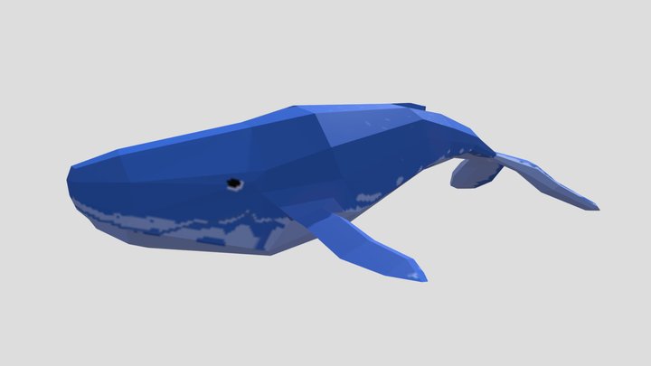 Humpback Whale - Low-Poly - Pixel Textured 3D Model