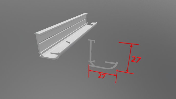 Aluminum wall profile (white) AL-13 3D Model
