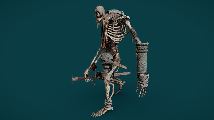 Ancient Undead Skeleton Warrior 3D Model