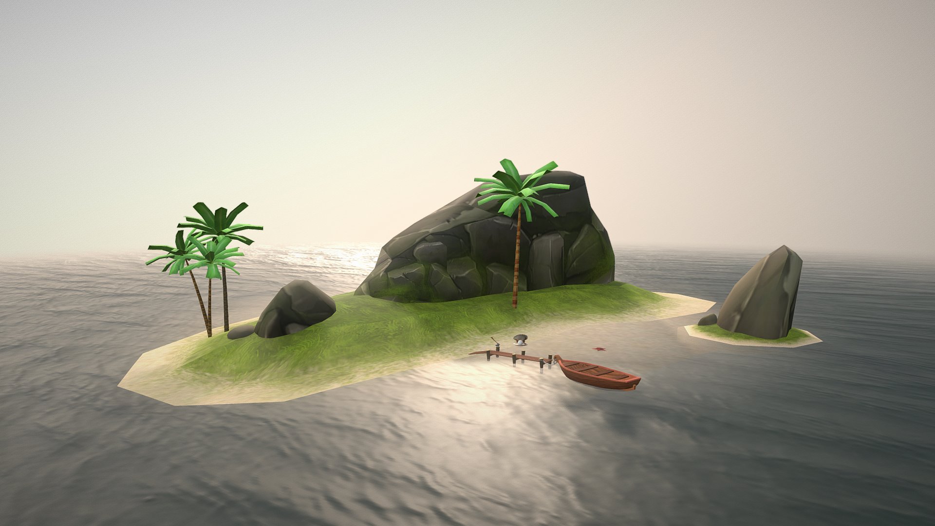3D model Pirate Collection Island - This is a 3D model of the Pirate Collection Island. The 3D model is about a cartoon of a green island with trees and a boat on it.