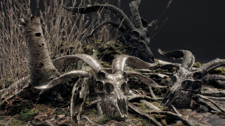demon skull scene 3D Model