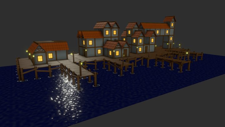 Modular Fishing Town - Audio by Jordan Budge 3D Model