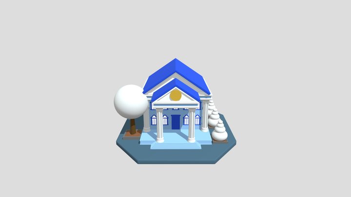 Cartoon-Style Bank Building 3D Model 3D Model