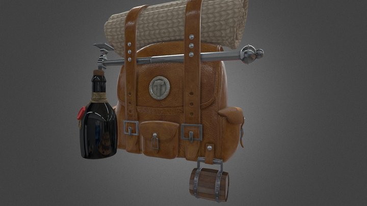 Fantasy Dwarf backpack 3D Model