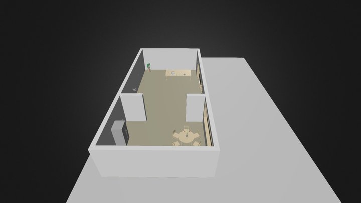 Living room + kitchen 3D Model