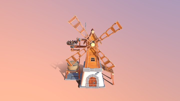 Low Poly Windmill 3D Model