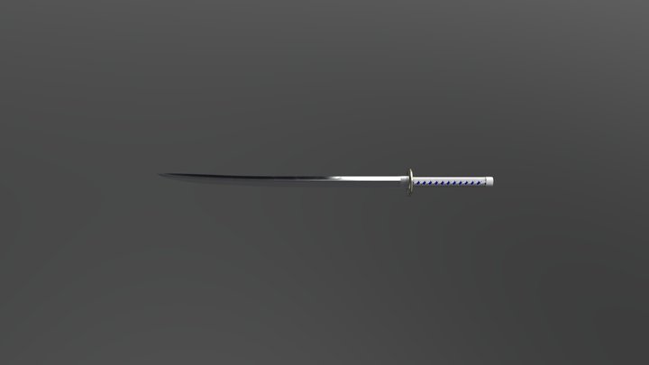 blue White Katana 3D Model