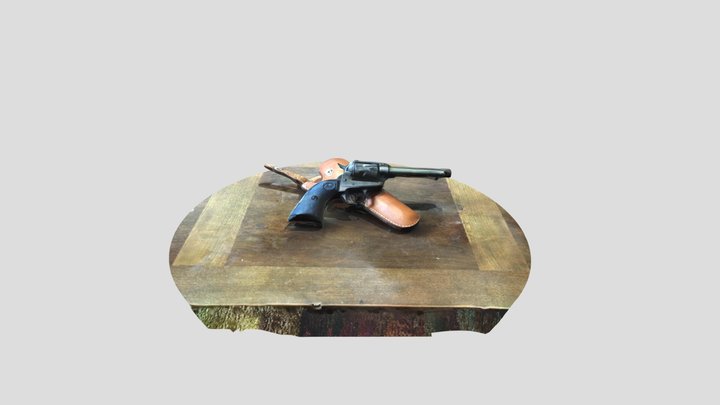 Old gun with holster 3D Model