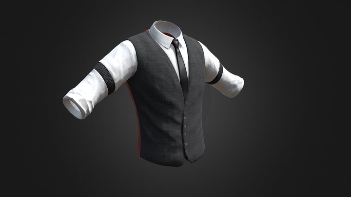 Shirt & Vest with Arm garters 3D Model