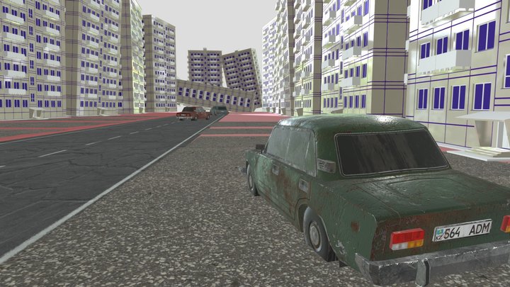 Post_apocaliptiic_street  Game_Ready 3D Model