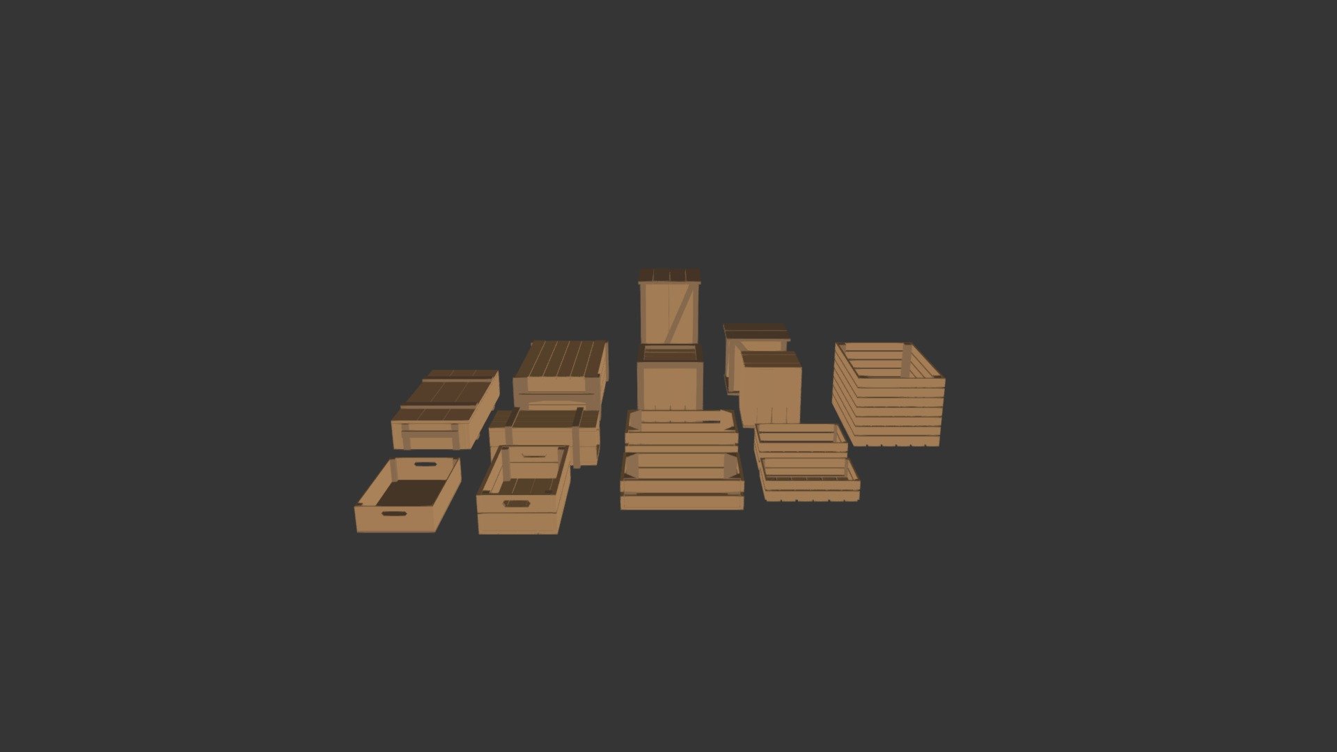 Low poly wood crates