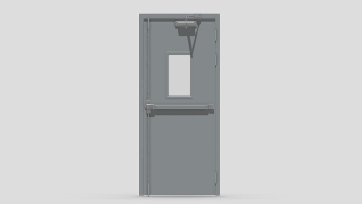 Single Fire Exit Door 3D Model