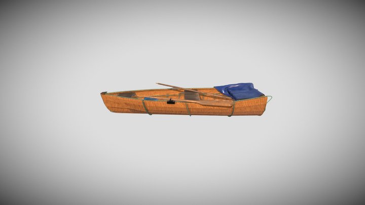 Ancient Wooden Boat 3D Model
