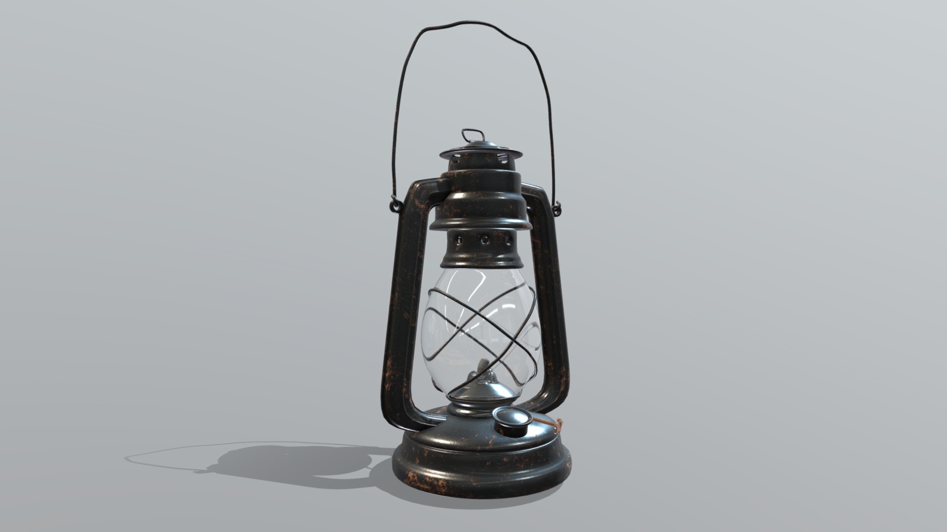 3D model Oil Lamp - This is a 3D model of the Oil Lamp. The 3D model is about a metal object with a wire.