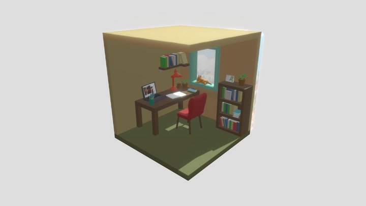 Lo-Fi Study Girl(room) 3D Model