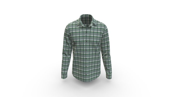 Men's Basic Slim Fit Casual Shirt OBJ 3D Model