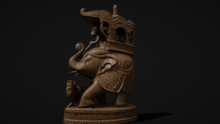 Wooden Elephant Scan | Game-ready asset 3D Model