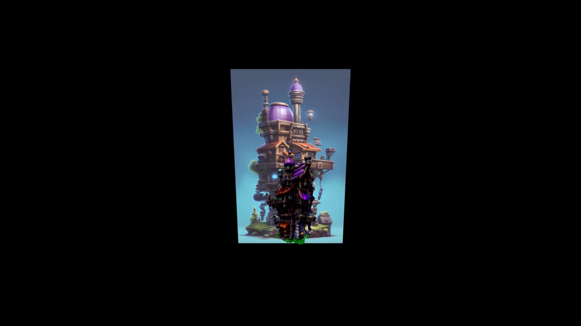 "Fantasy Steampunk House on Island" A fantasy - Download Free 3D model ...