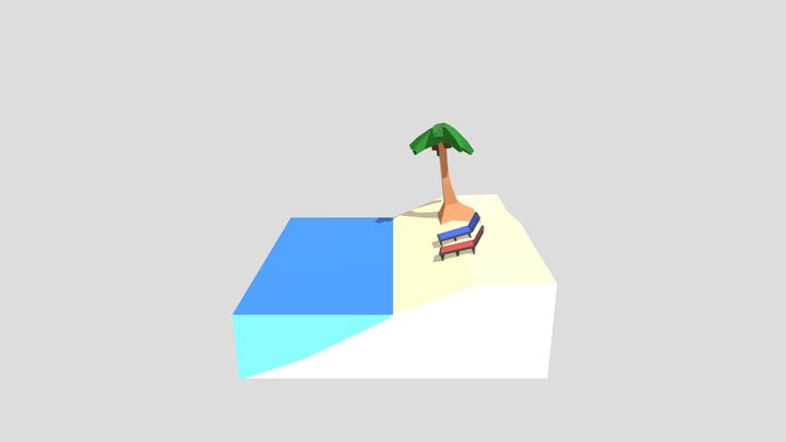 Low Poly Beach 3D Model