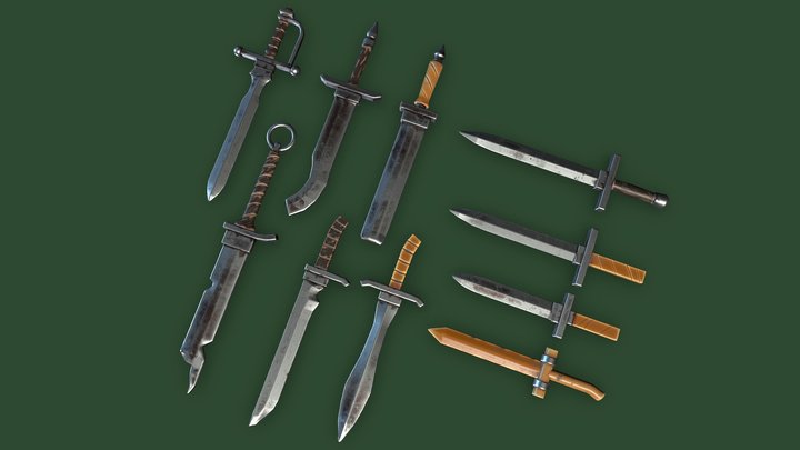 Free low poly knifes 10 3D Model