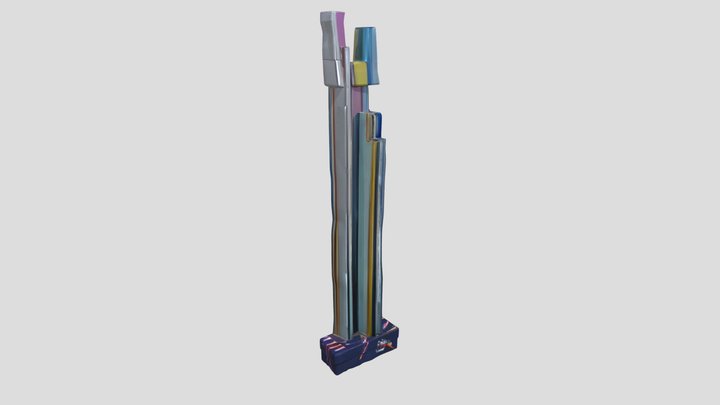 Colorful vertical abstract sculpture 3D Model