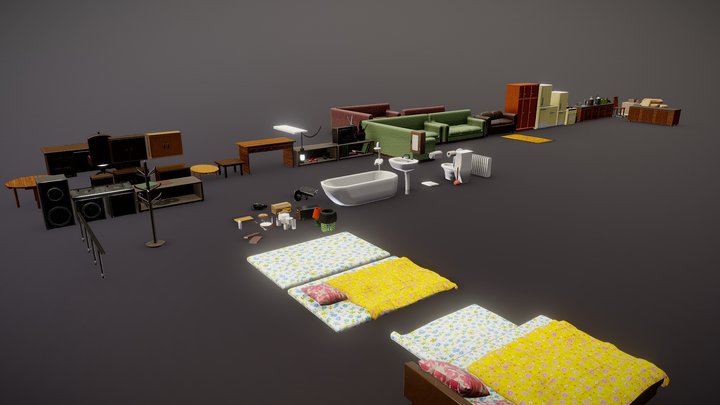 SIMPLE INDOOR ASSETS PACK 3D Model