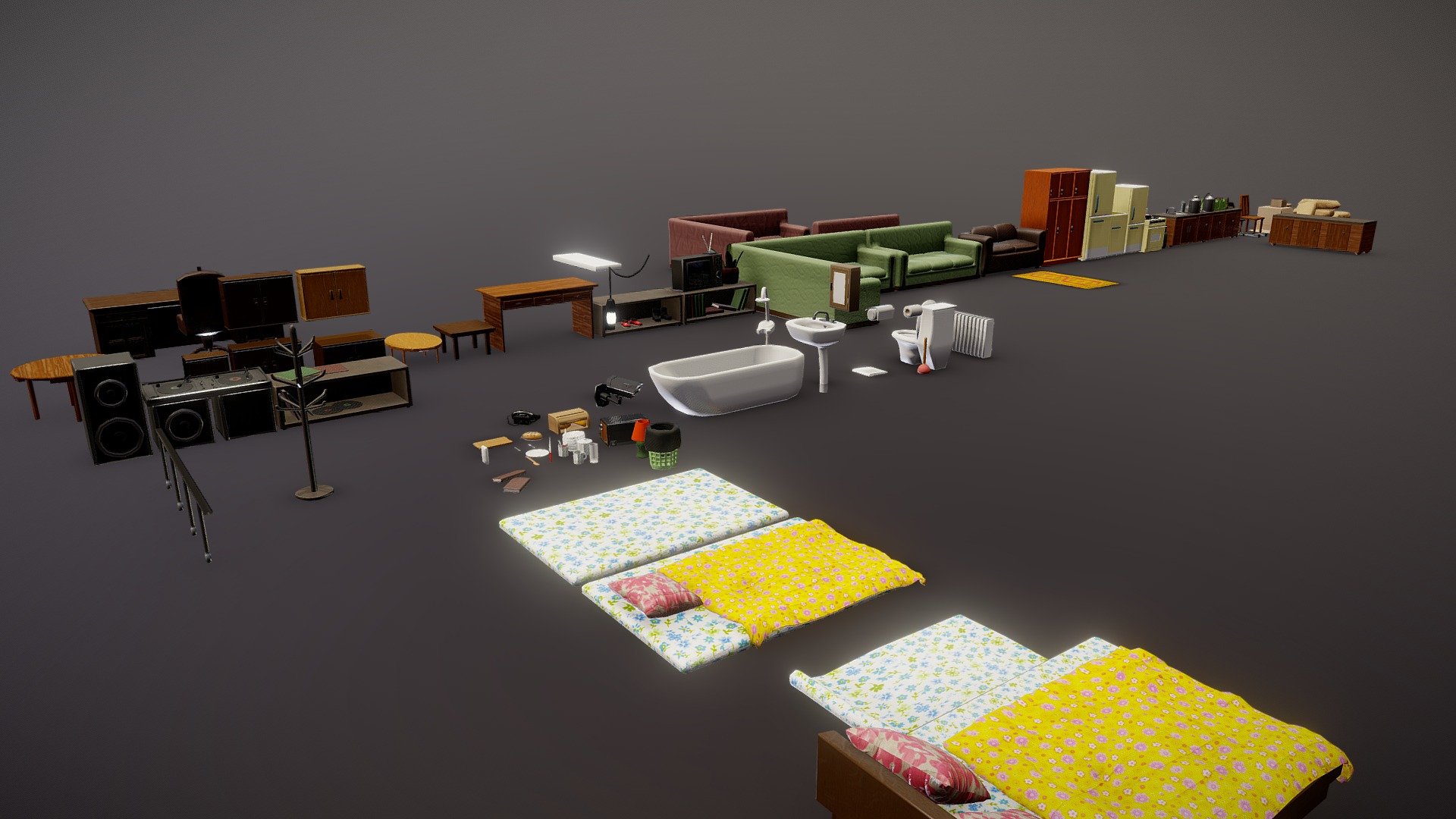 SIMPLE INDOOR ASSETS PACK - Download Free 3D model by Dari (@dariiiii ...