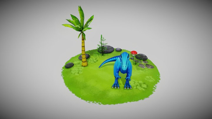 Herrerasaurus cartoon 3D Model