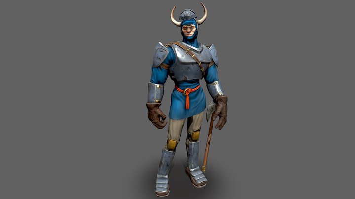 Stylized Knight with axe. 3D Model
