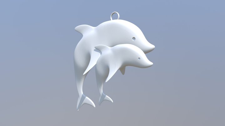 Parent And Child Dolphin Pendant 3D Model